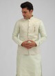Dupion Silk Printed Nehru Jacket Suit